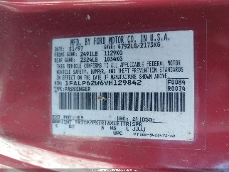 1997 Ford Thunderbird, VIN 1FALP62W6VH129842. Zdjęcie 6 z 6 z aukcji IAAI. Katalog aut z USA OpenDataCar.