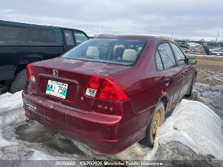2005 Honda Civic, VIN 2HGES16385H043335. Zdjęcie 4 z 6 z aukcji IAAI. Katalog aut z USA OpenDataCar.